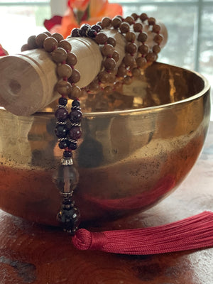 NONDA Gold Lace Agate stone mala necklace for meditation