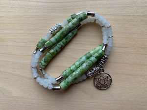Wollaston Mala Twist bracelet with Green Zebra Jasper